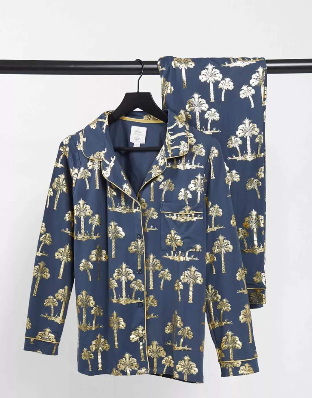Chelsea Peers – Pyjama-Set aus Bio-Polyester mit langem Reverskragen und Pa günstig online kaufen