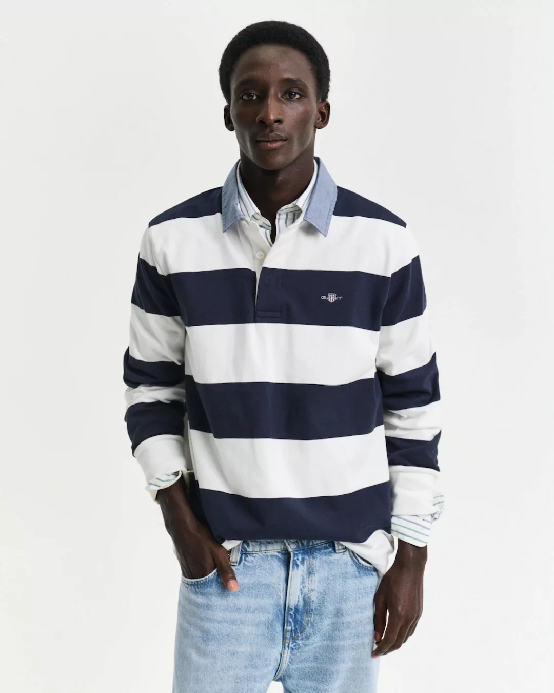 Gant Langarm-Poloshirt "REG CHAMBRAY STRIPE HEAVY RUGGER" günstig online kaufen