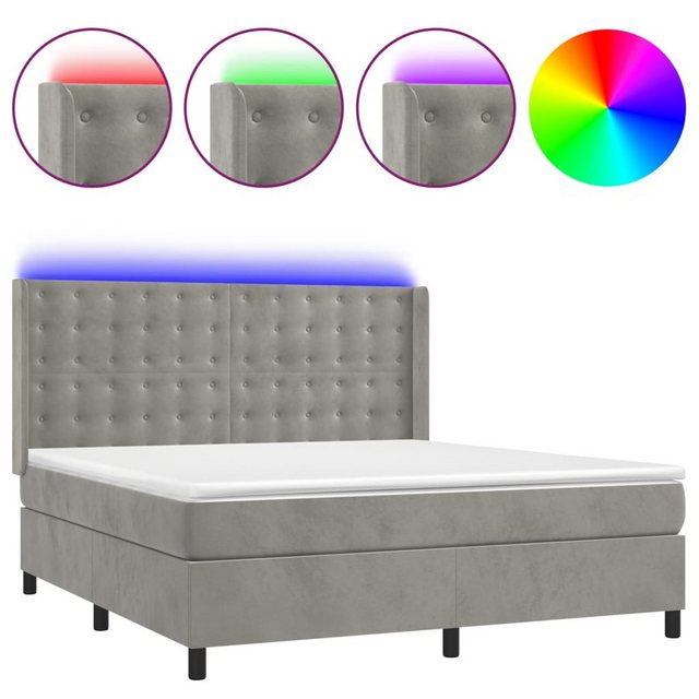 vidaXL Boxspringbett Boxspringbett mit Matratze und LED Samt (180 x 200 cm, günstig online kaufen