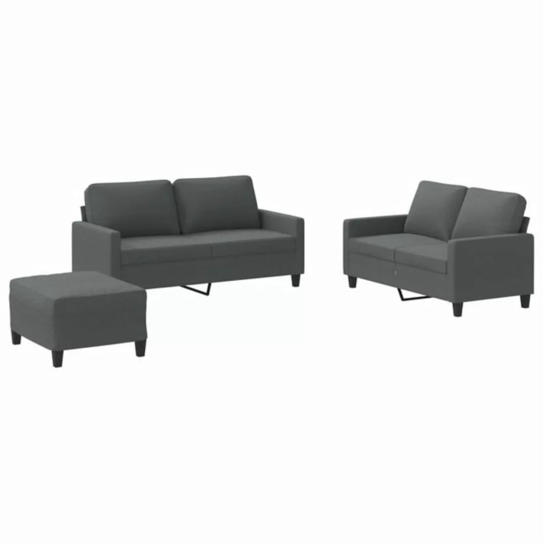 vidaXL Sofa 3-tlg. Sofagarnitur mit Kissen Dunkelgrau Stoff günstig online kaufen