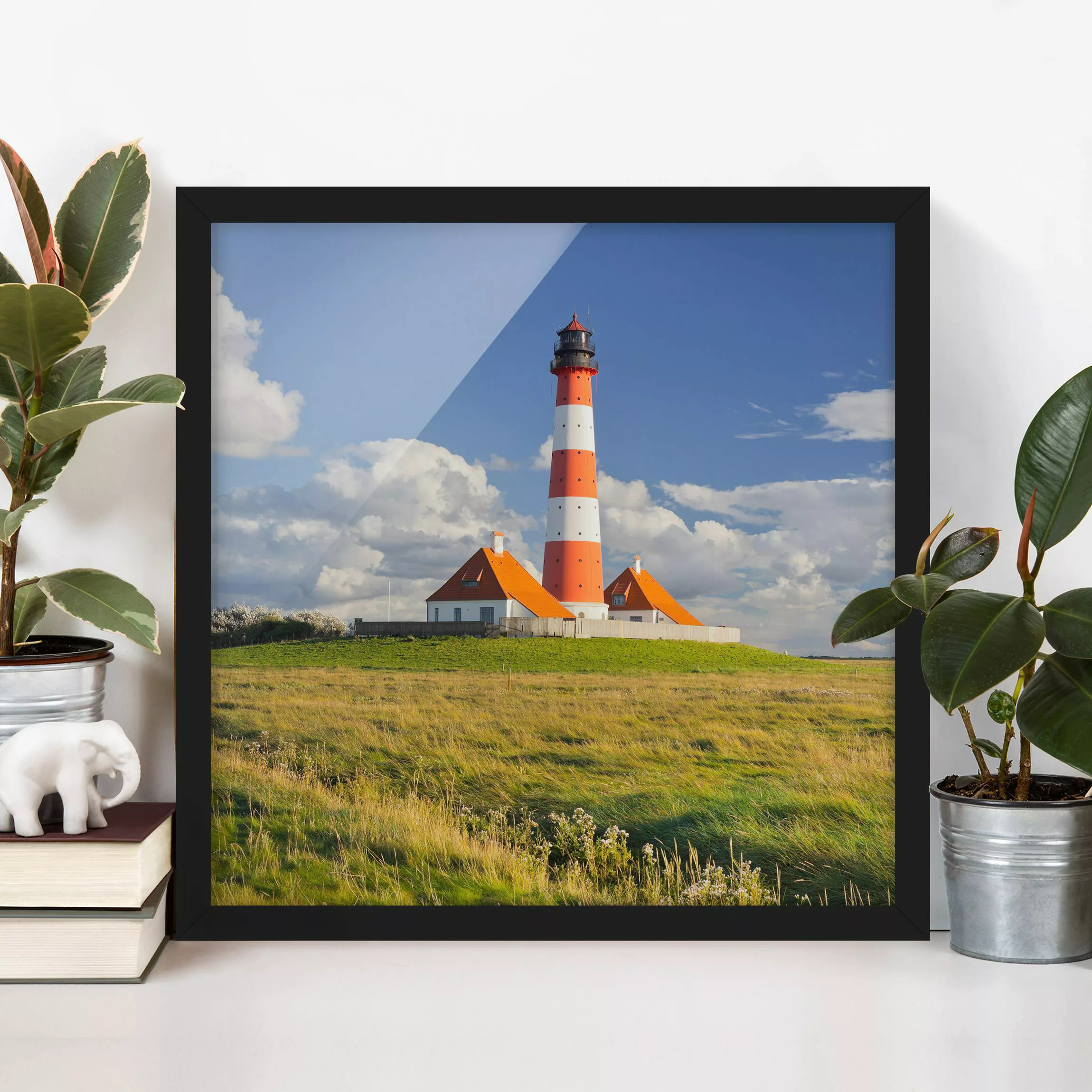 Bild mit Rahmen Natur & Landschaft - Quadrat Leuchtturm in Schleswig-Holste günstig online kaufen