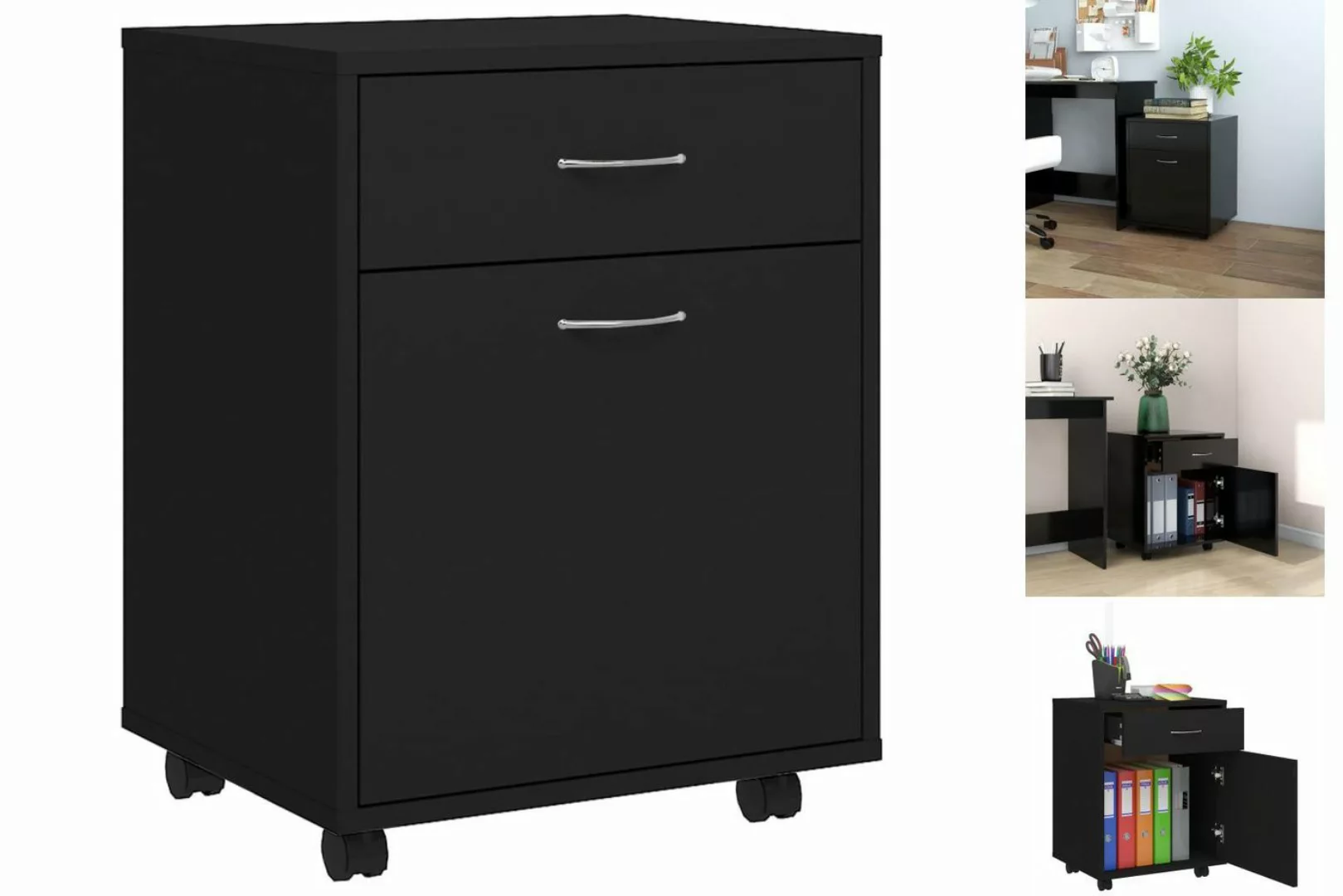 vidaXL Aktenschrank Rollschrank Schwarz 45x38x54 cm Spanplatte günstig online kaufen