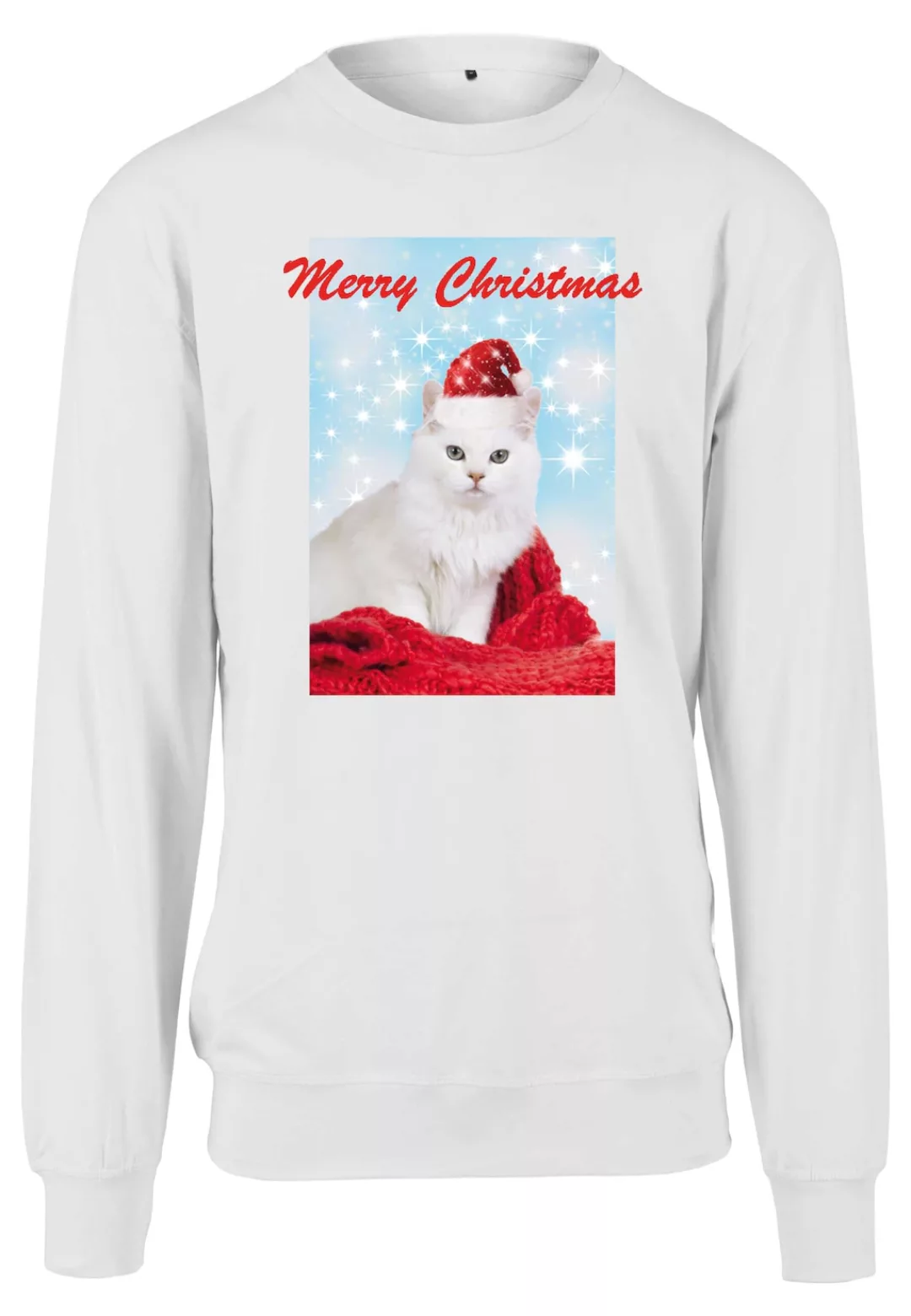 MisterTee Sweater "MisterTee Damen Ladies Merry Christmas Cat Crewneck", (1 günstig online kaufen