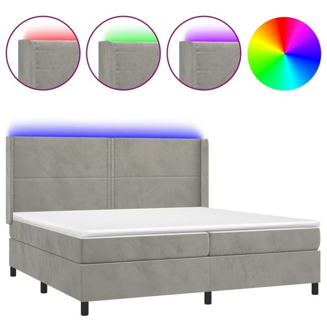 vidaXL Boxspringbett Boxspringbett mit Matratze LED Hellgrau 200x200 cm Sam günstig online kaufen