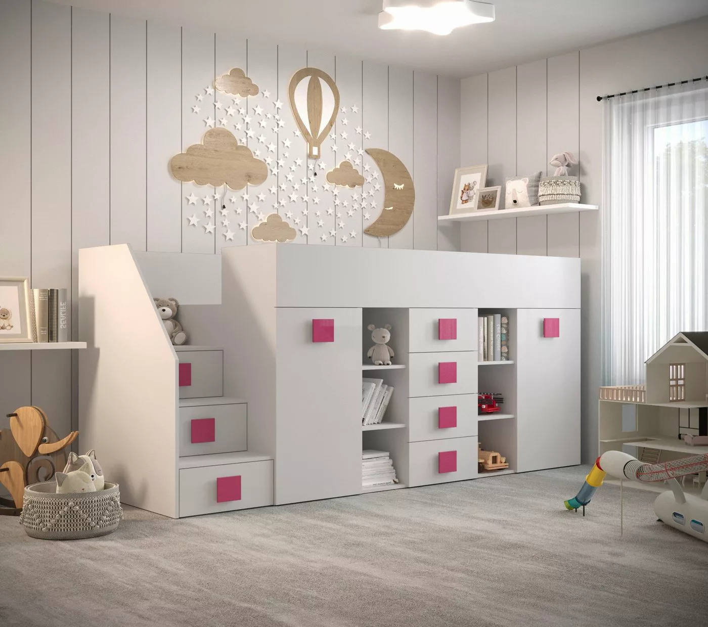 Unique Home Hochbett Kinderbett TOL 3LG, mit Schreibtisch, Schrank und Schu günstig online kaufen