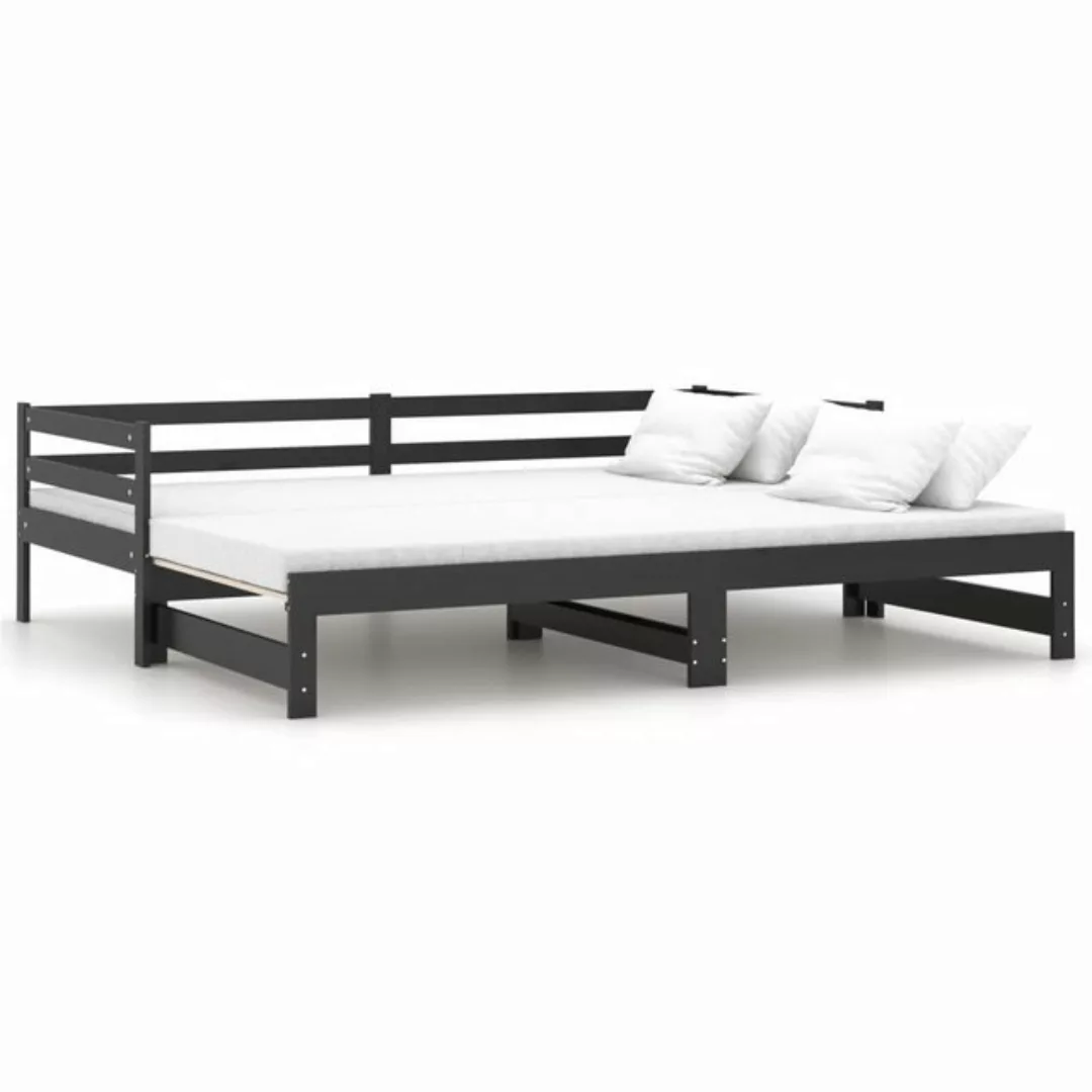 furnicato Bett Tagesbett Ausziehbar Schwarz Kiefer Massivholz 2x(90x200) cm günstig online kaufen