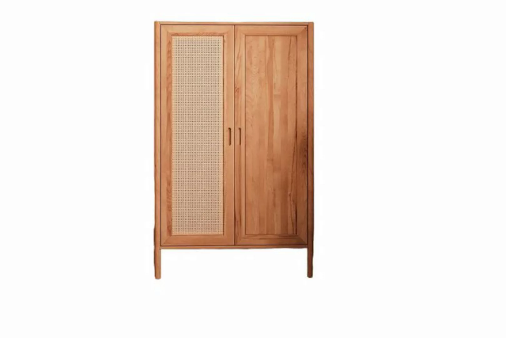 Natur24 Kleiderschrank Kleiderschrank Zola Kernbuche massiv mit Rattan 108x günstig online kaufen