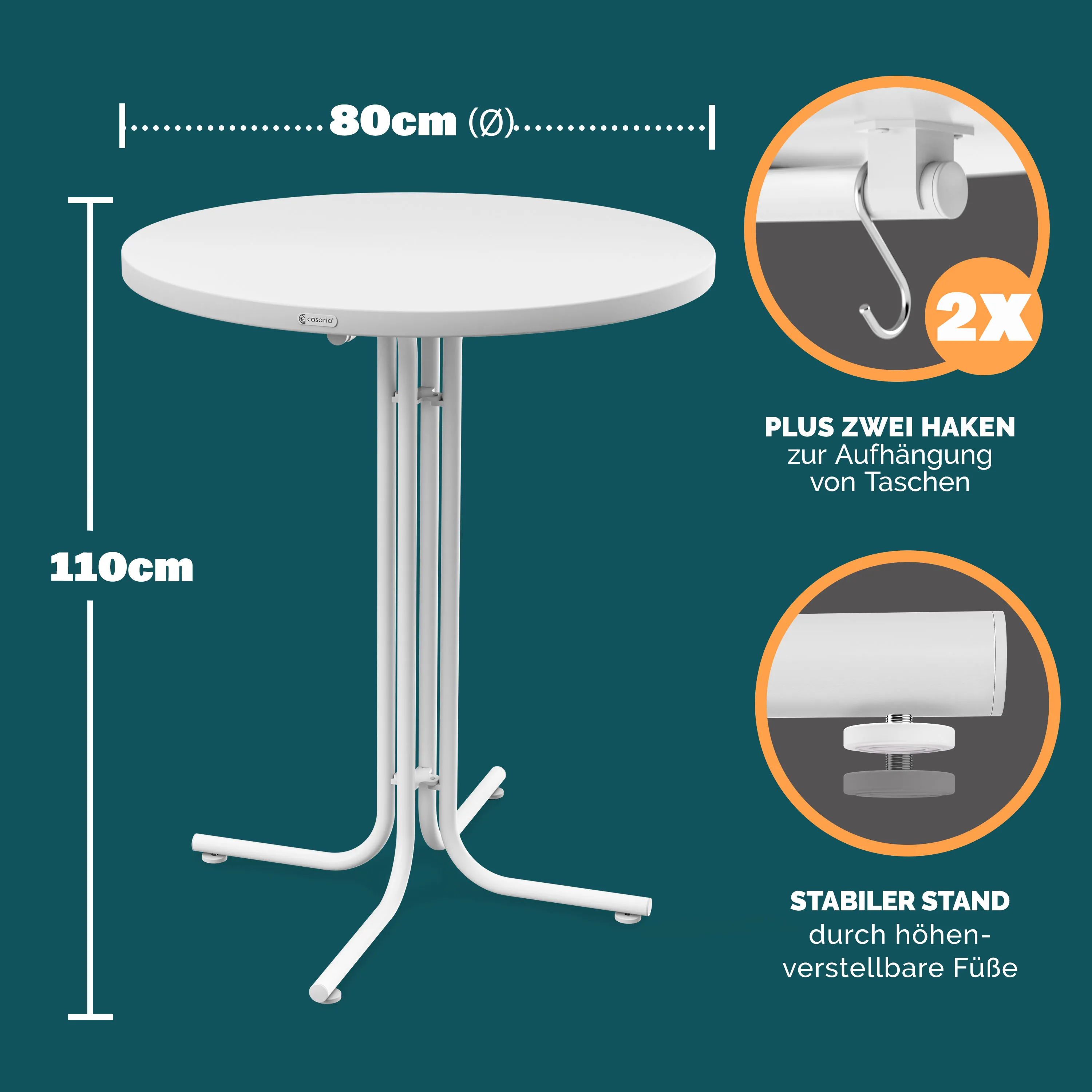 Stehtisch Weiß 110x80cm + Stehtischhusse Rot Ø80cm günstig online kaufen
