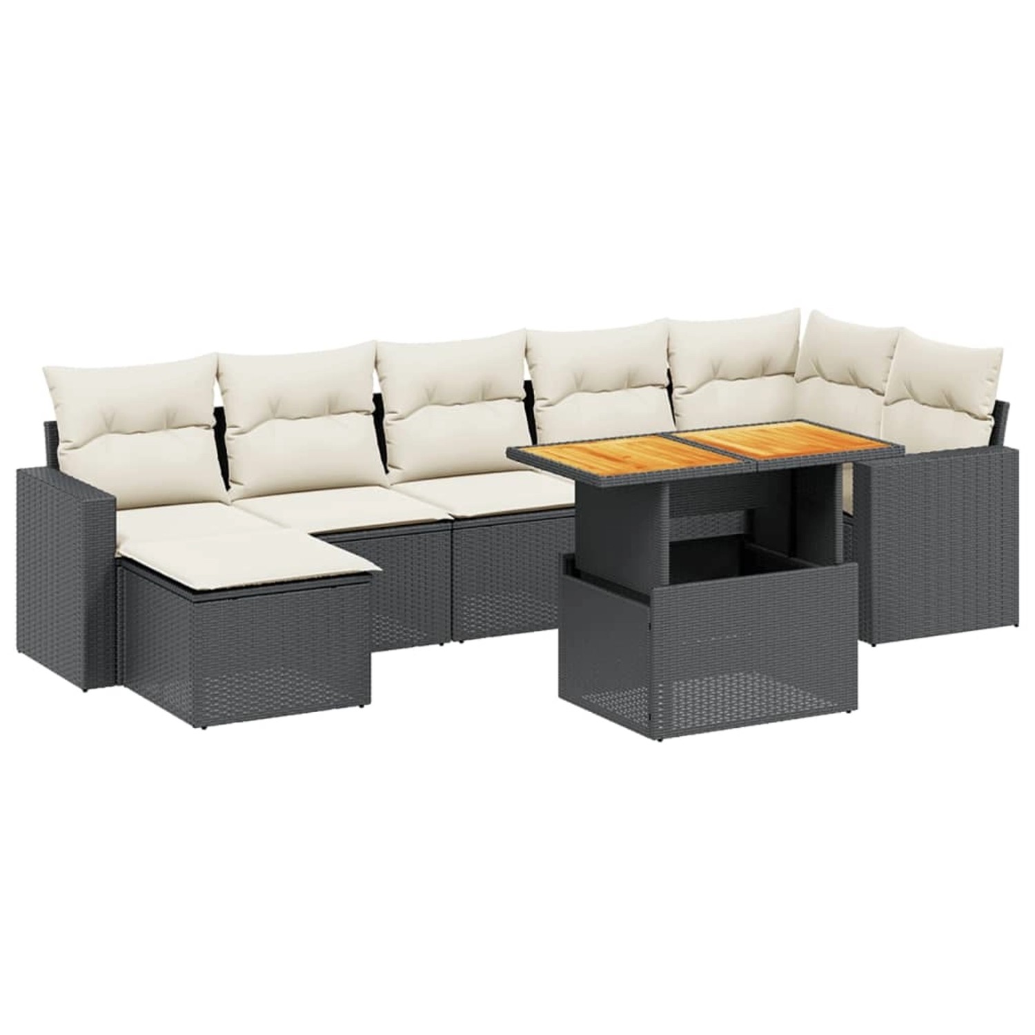 vidaXL 8-tlg Garten-Sofagarnitur mit Kissen Schwarz Poly Rattan Modell 189 günstig online kaufen