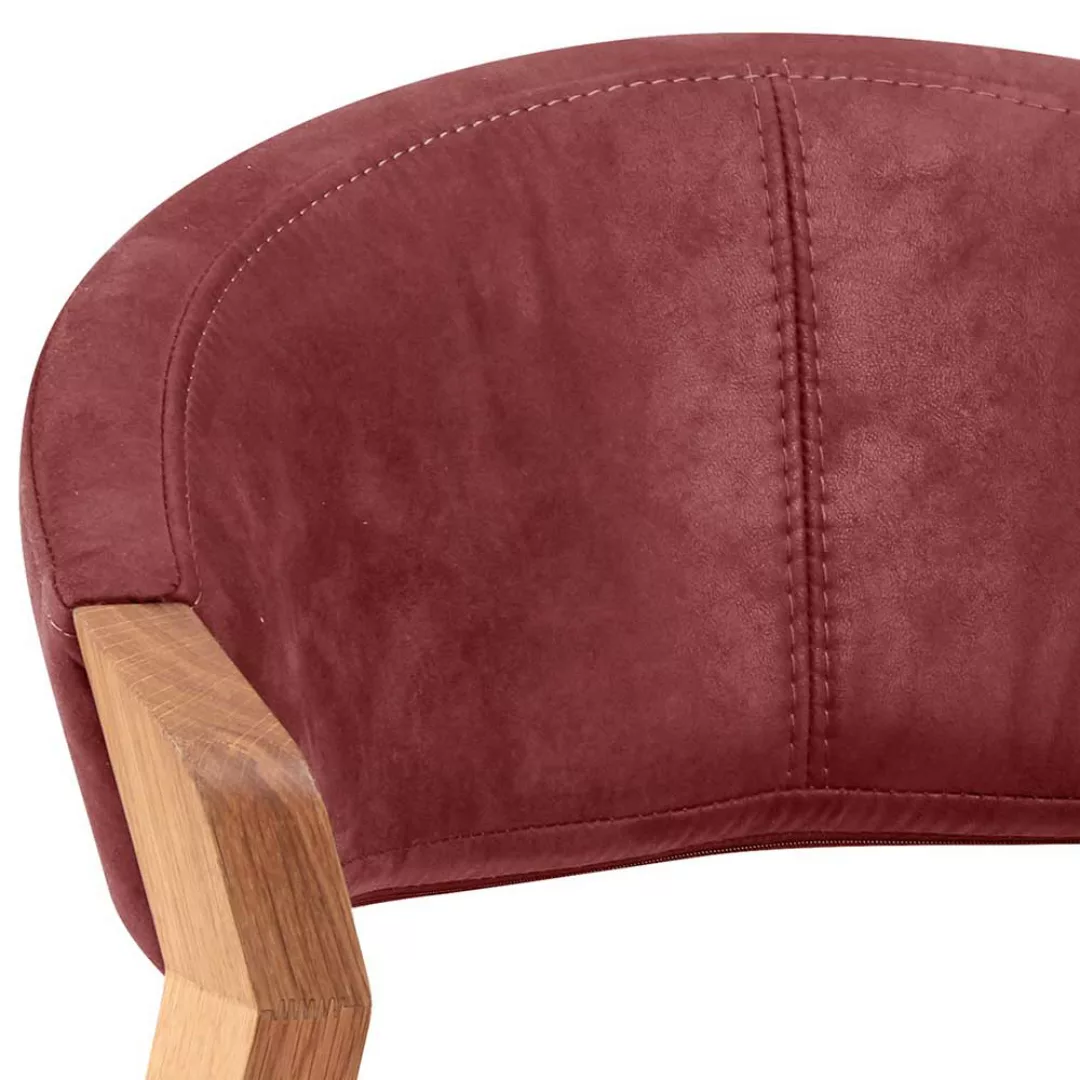 Stuhl Esszimmer in Rot und Wildeiche gepolsterter Rückenlehne günstig online kaufen