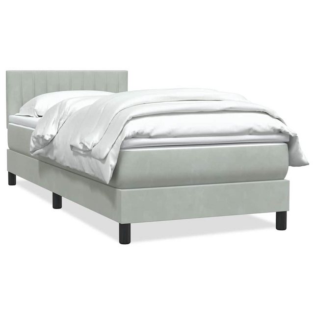 vidaXL Boxspringbett, Boxspringbett mit Matratze Hellgrau 90x220 cm Samt günstig online kaufen