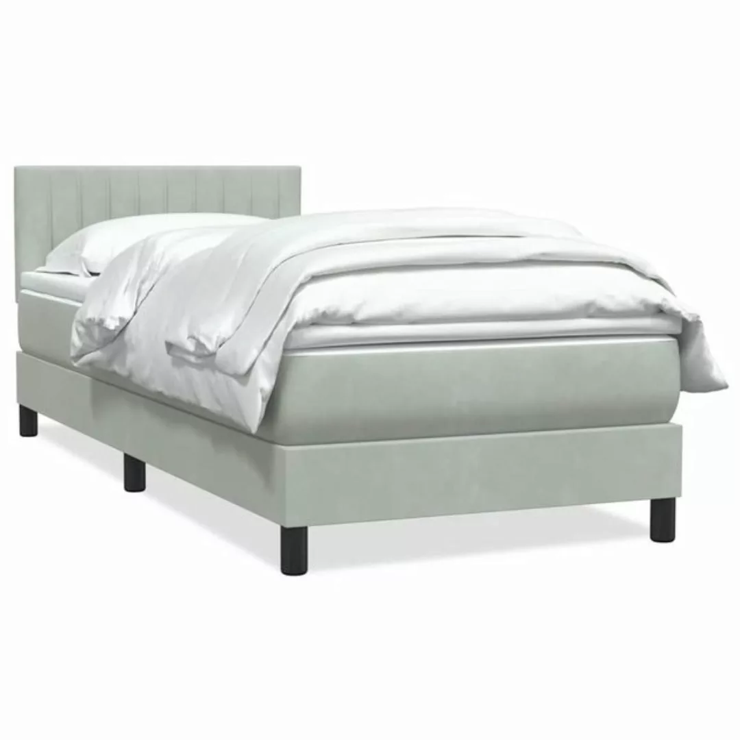 vidaXL Boxspringbett, Boxspringbett mit Matratze Hellgrau 90x220 cm Samt günstig online kaufen