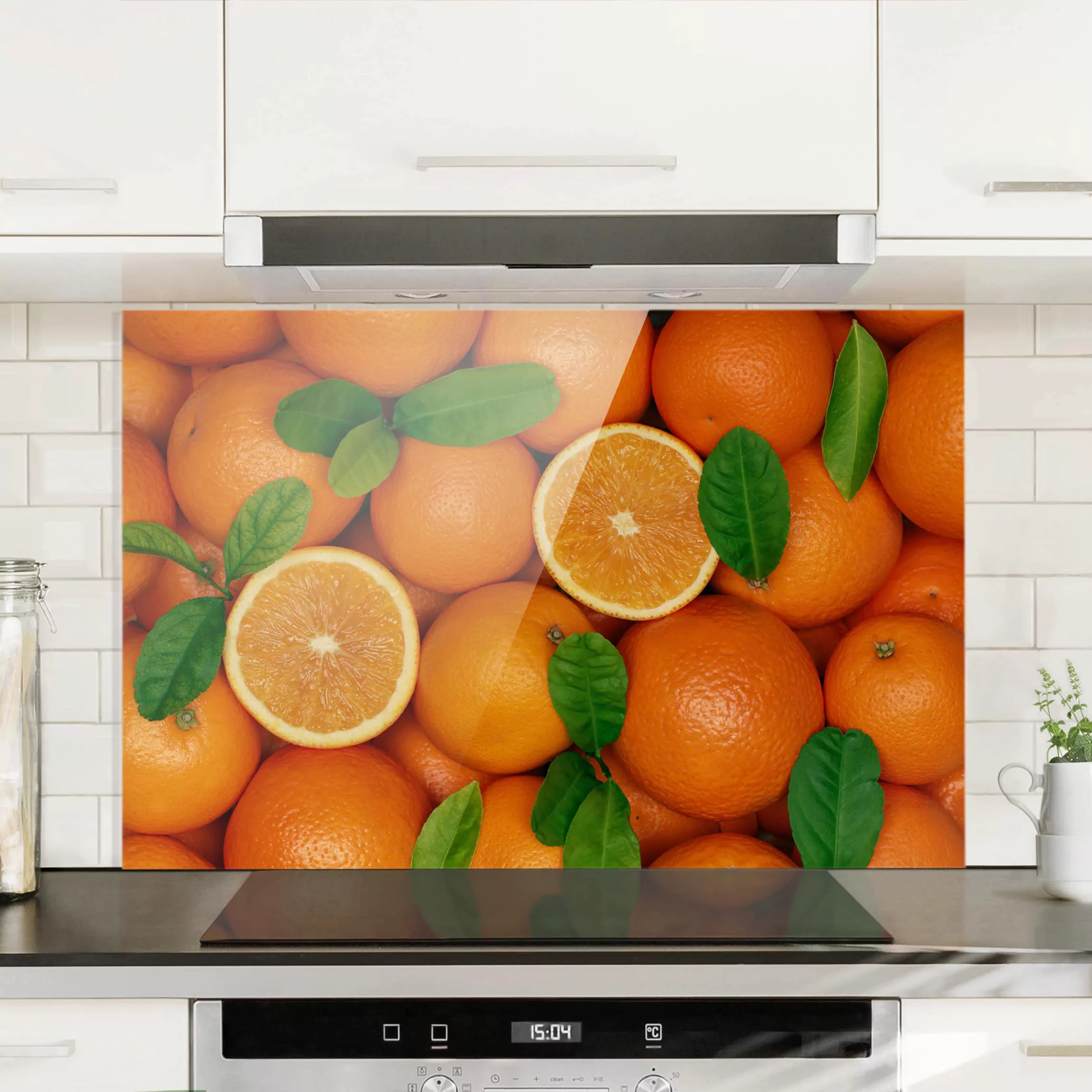 Glas Spritzschutz Gemüse & Obst - Querformat 3:2 Saftige Orangen günstig online kaufen