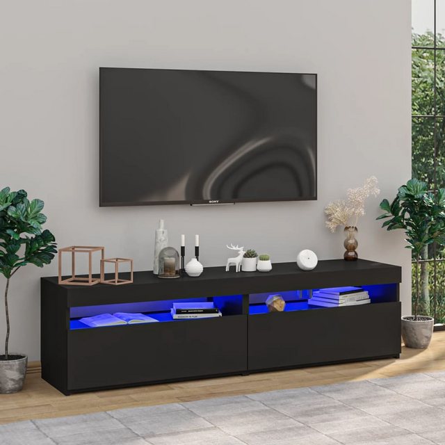 vidaXL TV-Schrank TV-Schränke 2 Stk mit LED-Leuchten Schwarz 75x35x40 cm Lo günstig online kaufen