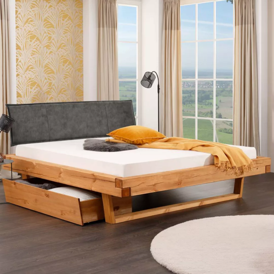 Holzbett Doppelbett aus Massivholz mit Massivholz Oberfläche günstig online kaufen