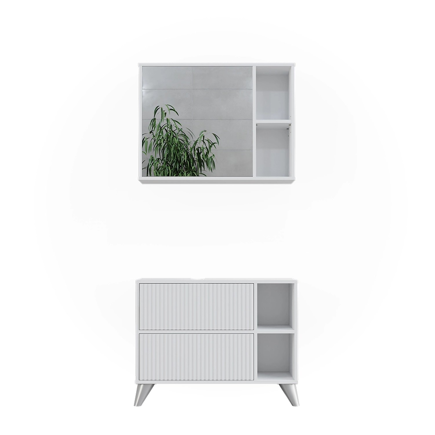 Vicco Badmöbel-Set Leano Weiß 80 cm Set 1 günstig online kaufen