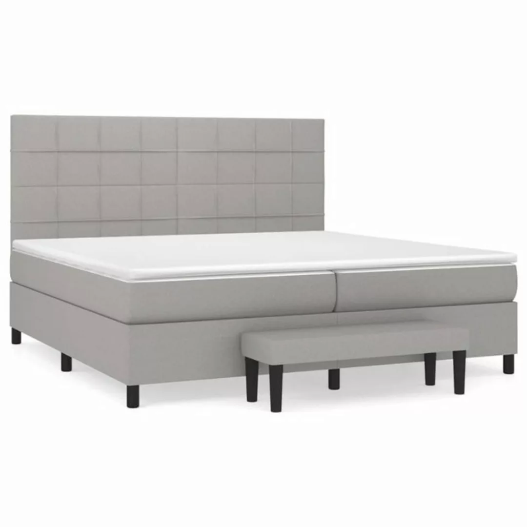 vidaXL Bettgestell Boxspringbett mit Matratze Hellgrau 200x200 cm Stoff Bet günstig online kaufen