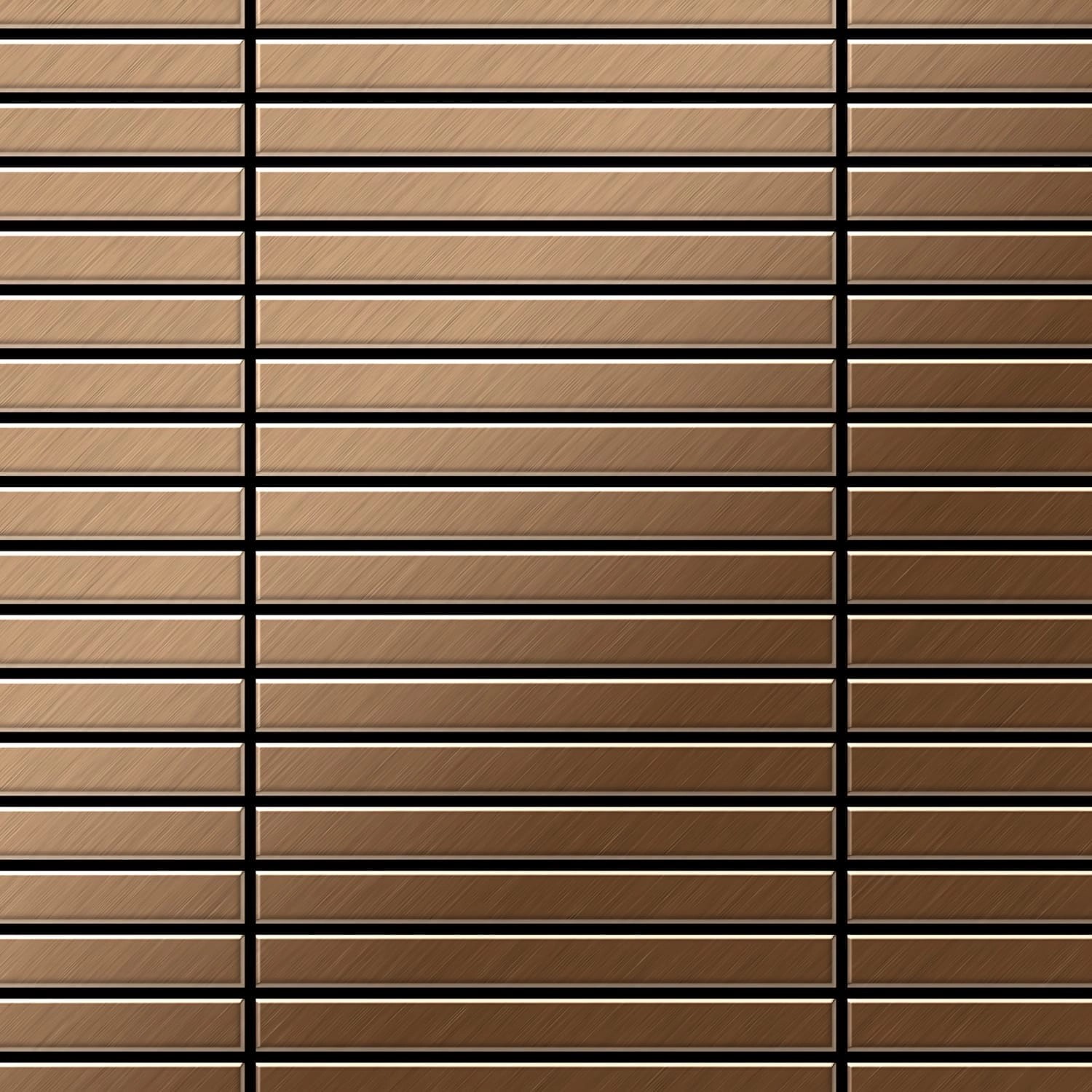 ALLOY Mosaik Fliese Massiv Metall Titan Gebürstet Kupfer 1,6mm Stark Linear günstig online kaufen