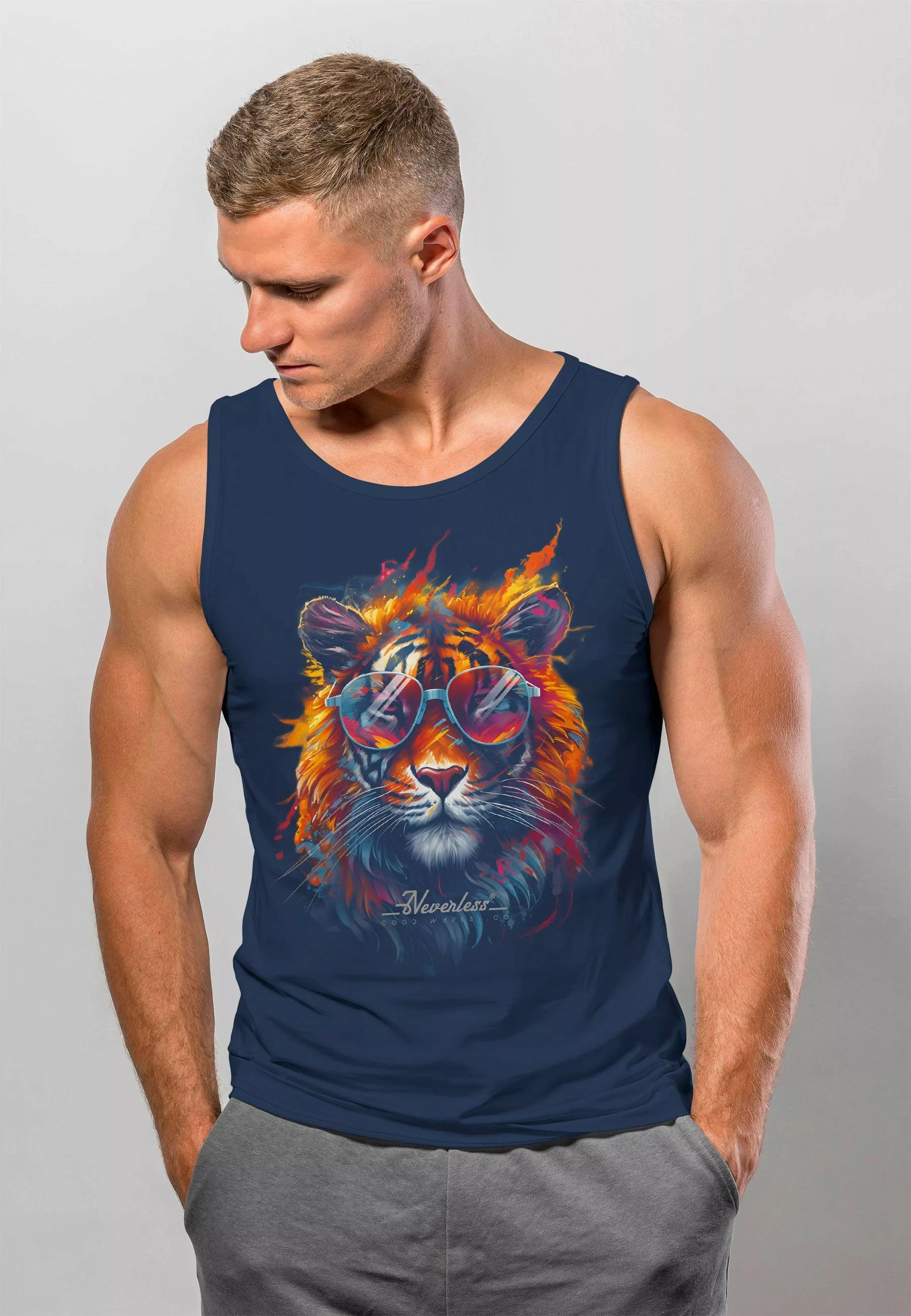 Neverless Tanktop Herren Tank-Top Tiger Print günstig online kaufen