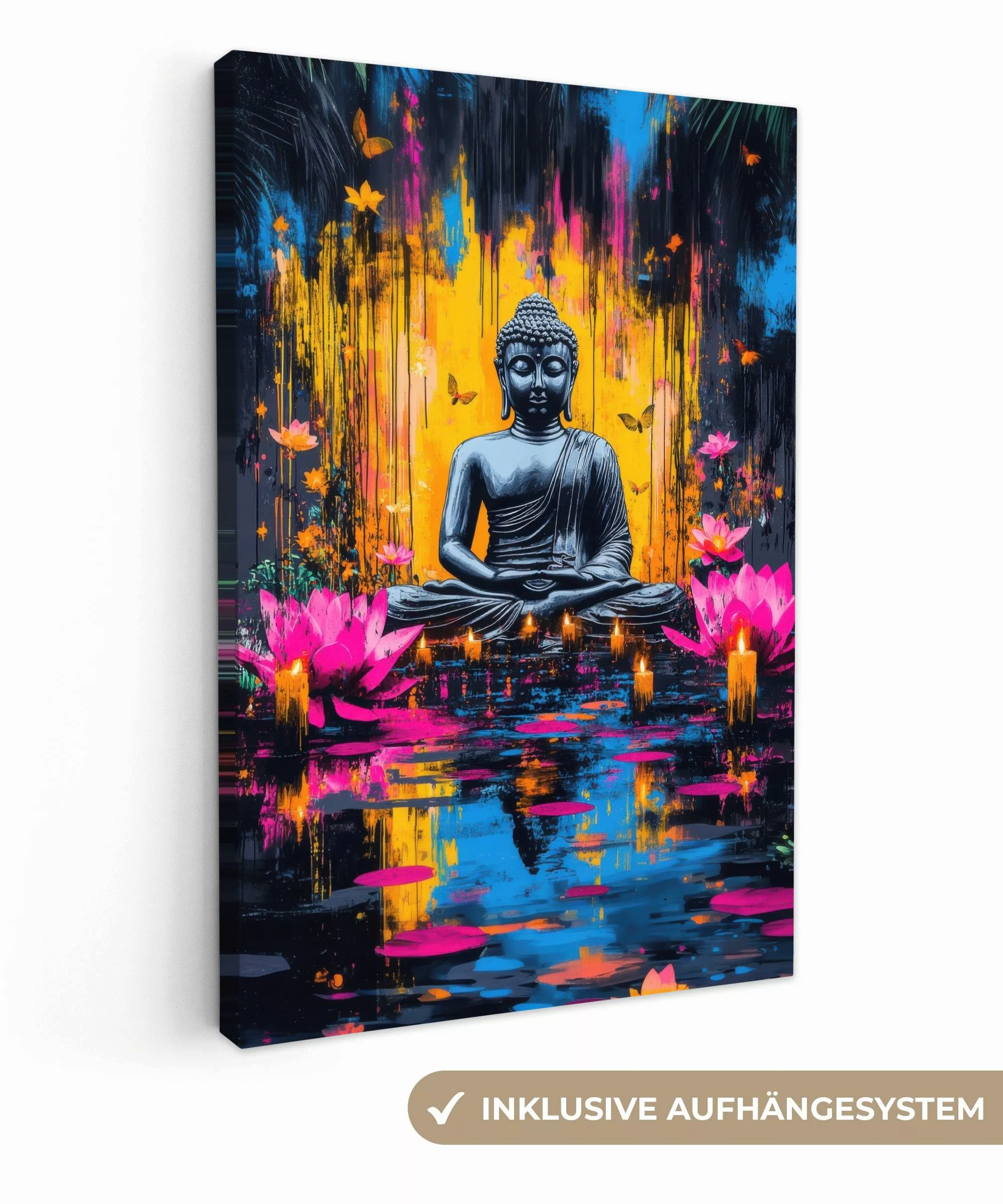 OneMillionCanvasses® Leinwandbild Buddha - Blumen - günstig online kaufen