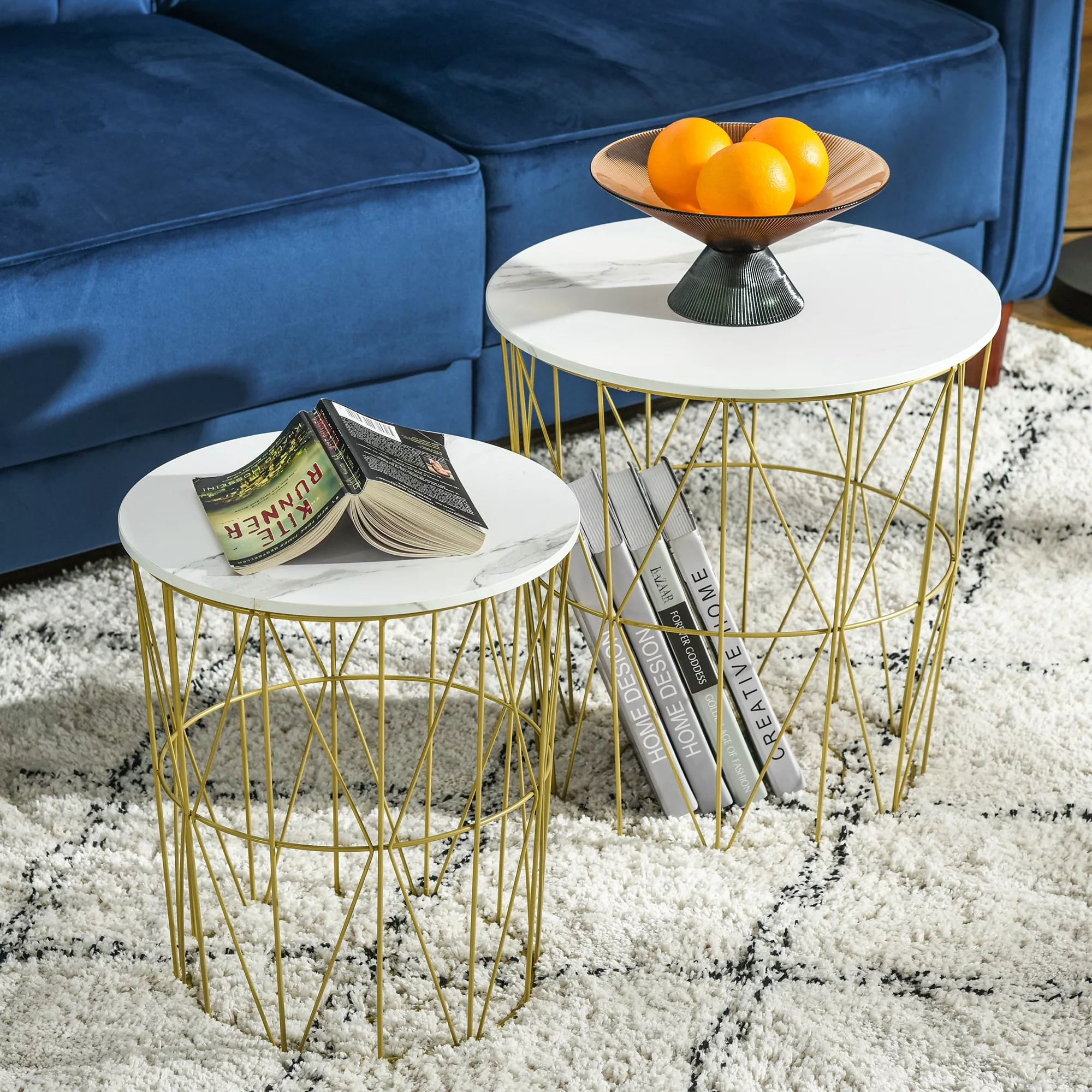 HOMCOM Set aus 2 Nesting-Couchtischen - Runde Beistelltische im völlig retr günstig online kaufen