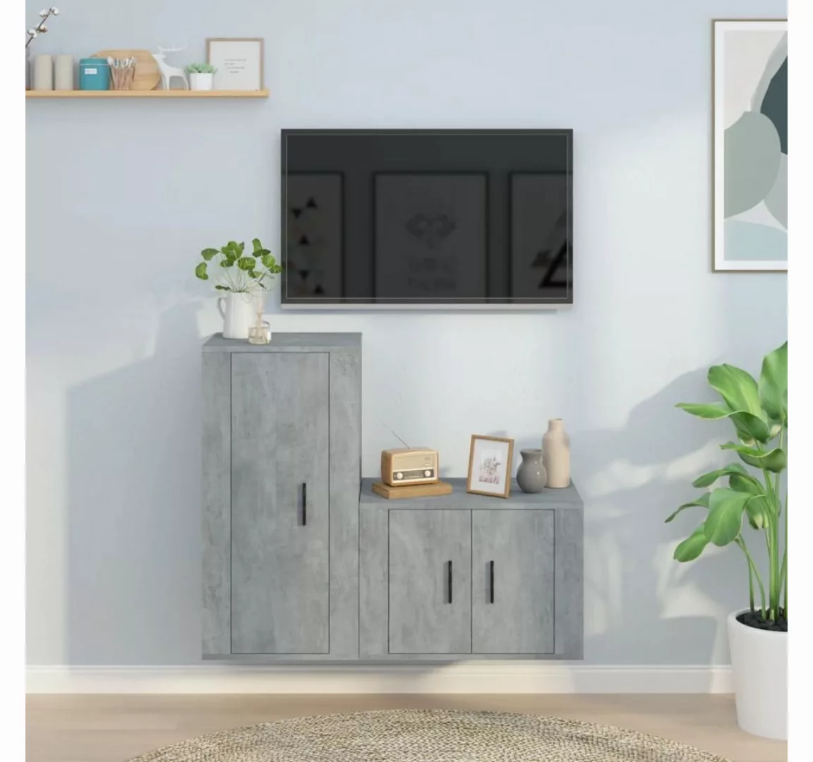 furnicato TV-Schrank 2-tlg. TV-Schrank-Set Betongrau Holzwerkstoff günstig online kaufen