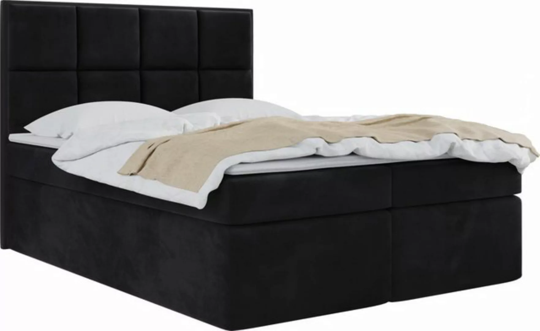 WFL GROUP Boxspringbett mit Topper MAXIMO, Samt Doppelbett mit Bettkasten günstig online kaufen