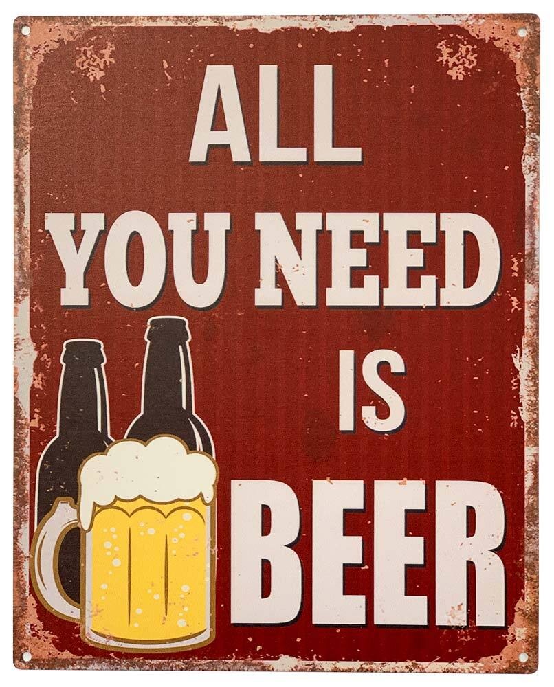 Blechschild Dekoschild - All You need is Beer - Nostalgie Vintage-Style 25x günstig online kaufen