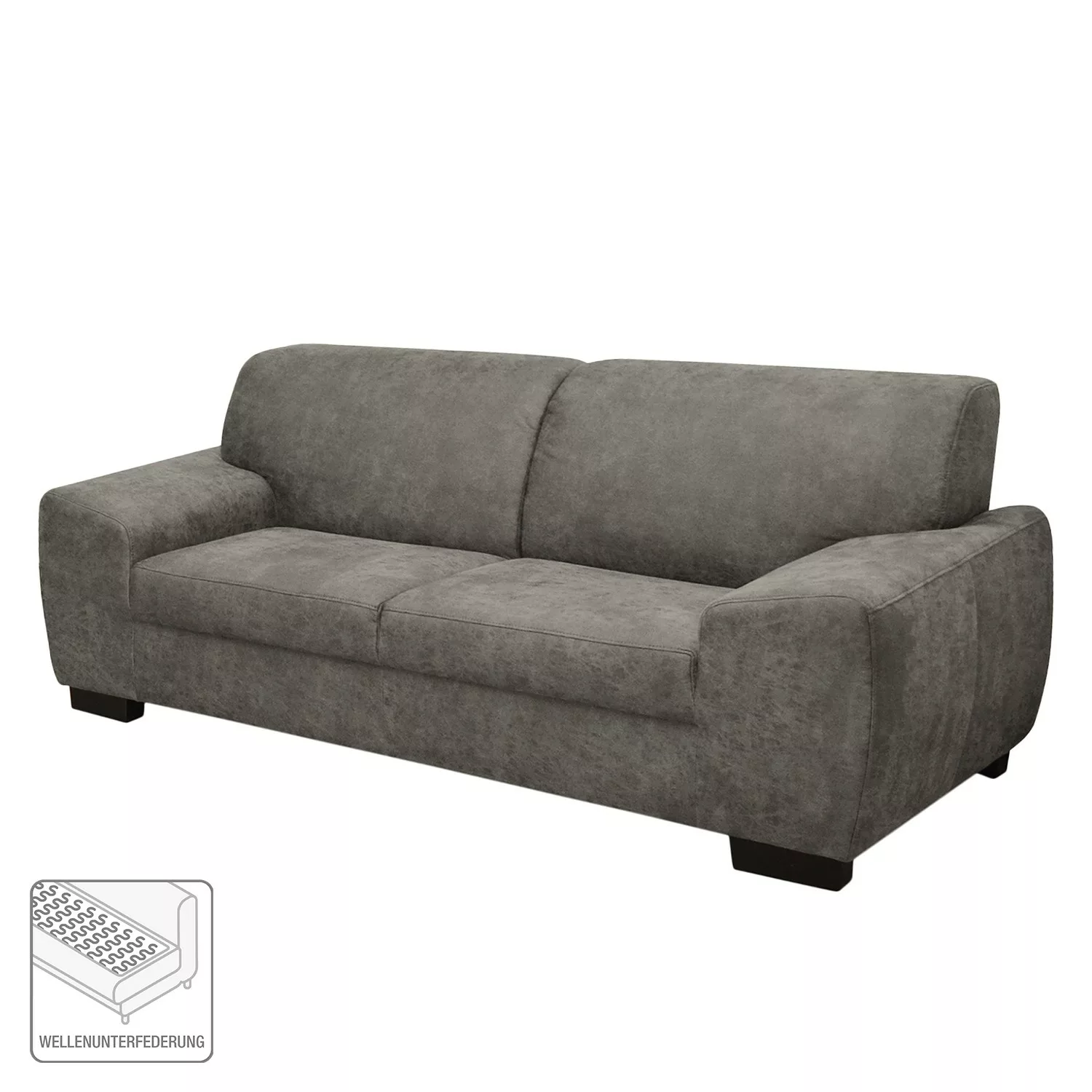 home24 Modoform Sofa Piru 2-Sitzer Grau Microfaser 204x81x95 cm günstig online kaufen