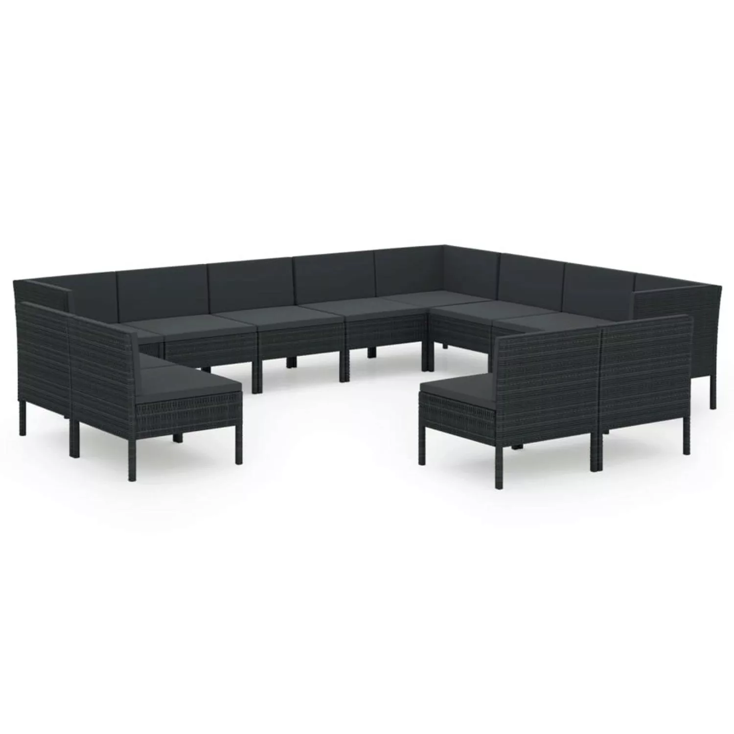 12-tlg. Garten-lounge-set Mit Auflagen Poly Rattan Schwarz günstig online kaufen