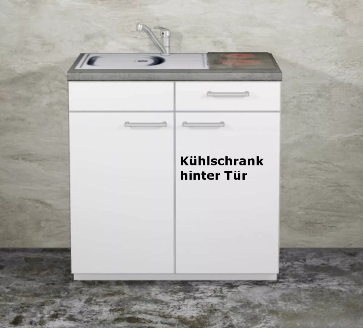 Miniküche MANKAMINI 10 Weiß (Höhe XXL) Küchenzeile 110 cm mit Kochfeld, Küh günstig online kaufen