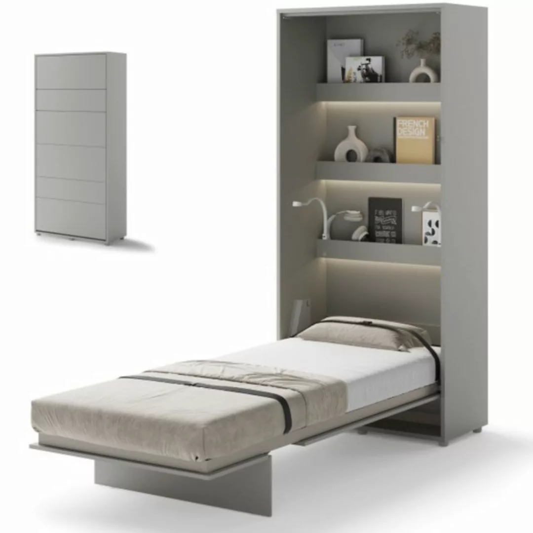 yourhouse24 Schrankbett Bed Concept Wandklappbett Vertikal Gästebett Grau 9 günstig online kaufen