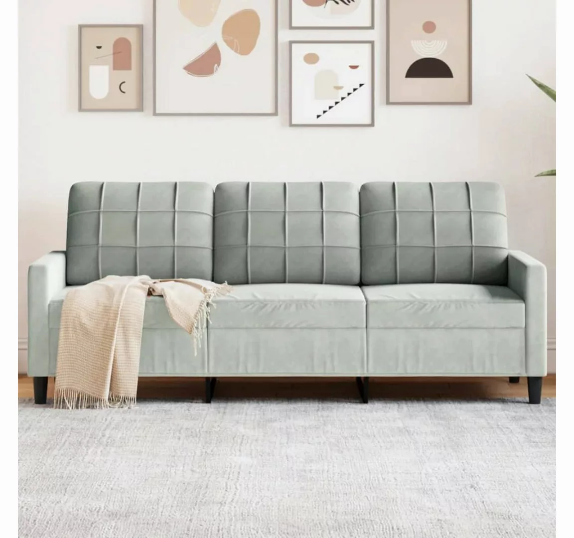 vidaXL Sofa 3-Sitzer-Sofa Hellgrau 180 cm Samt günstig online kaufen