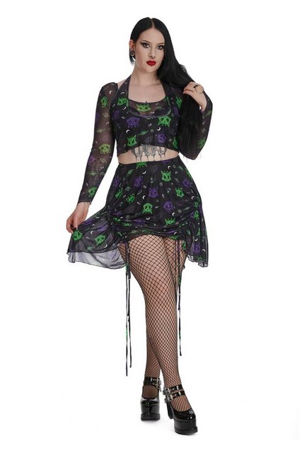 Banned A-Linien-Rock Space Cat Kitty Rave Alien Katze Punk Nu Goth Skirt günstig online kaufen