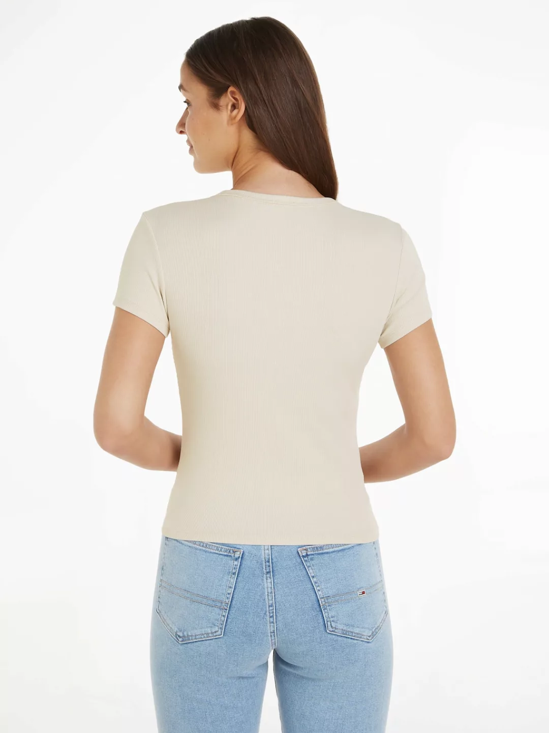 Tommy Jeans Curve T-Shirt "Slim Essential Rib", Große Größen günstig online kaufen