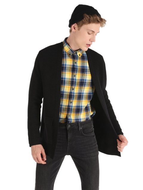 Colins Cardigan Schwarzer Herren-Cardigan mit normaler Passform und Taschen günstig online kaufen