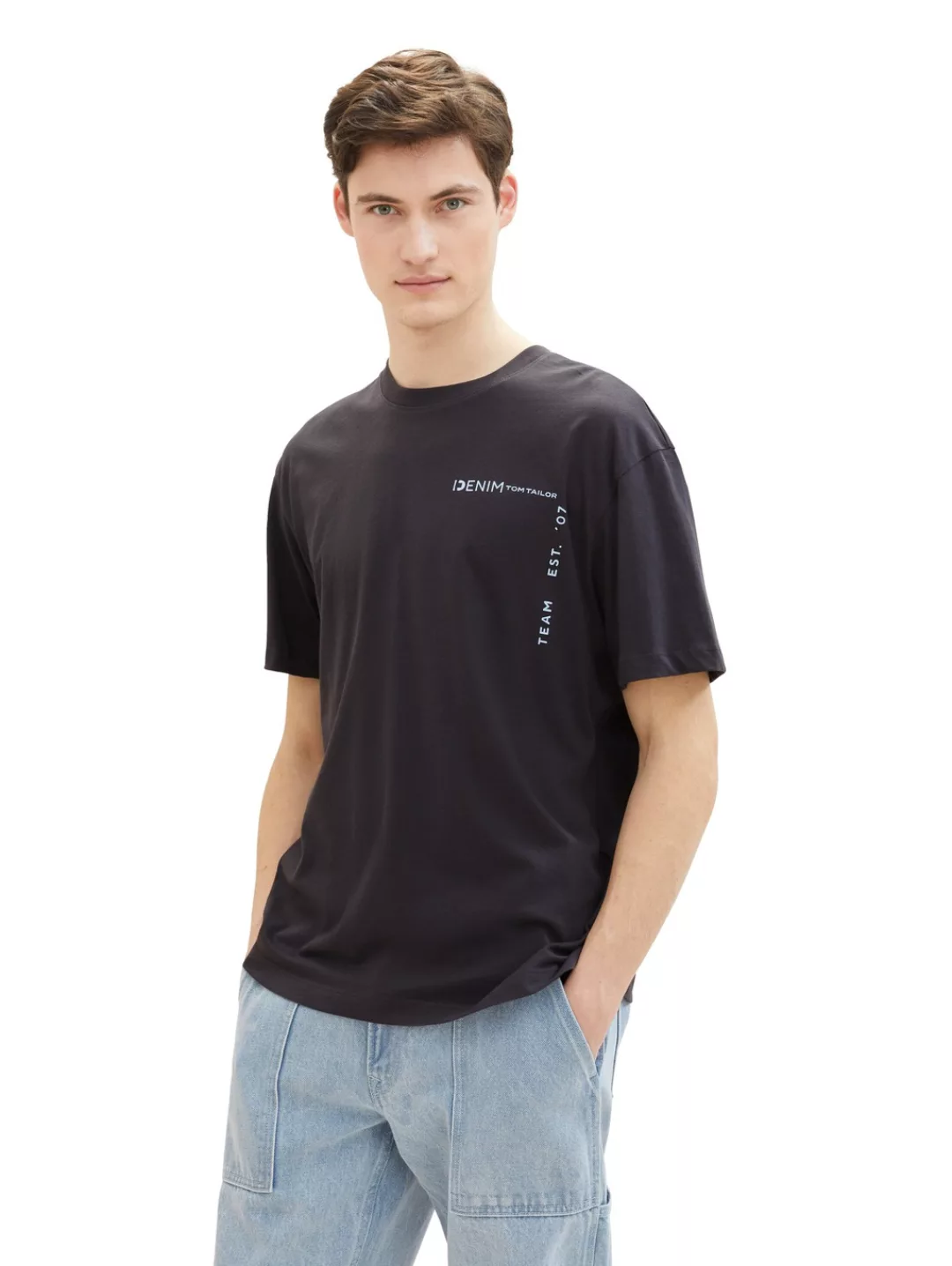 TOM TAILOR Denim T-Shirt mit großen Print auf dem Rücken günstig online kaufen