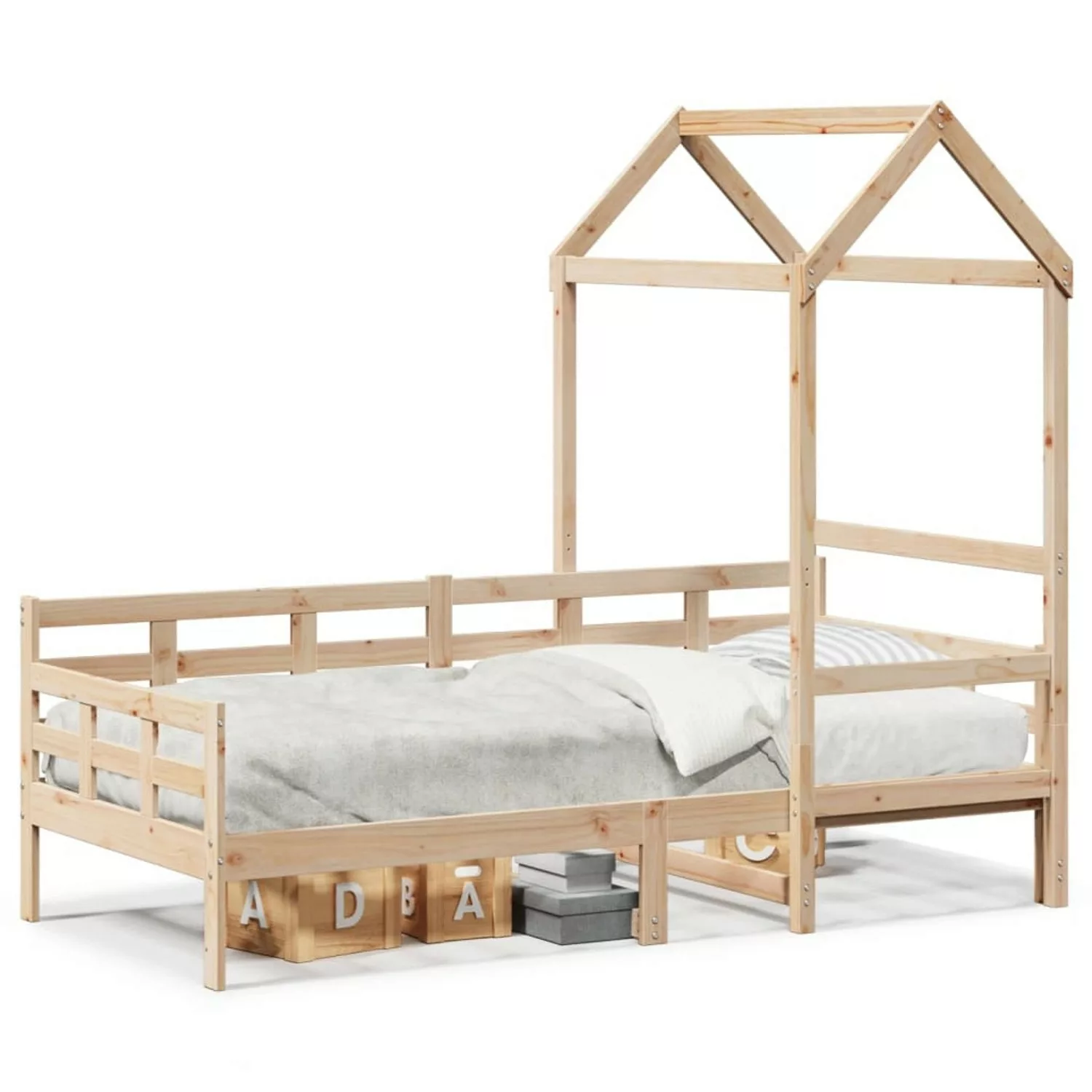 vidaXL Bett, Tagesbett mit Dach 90x200 cm Massivholz Kiefer günstig online kaufen