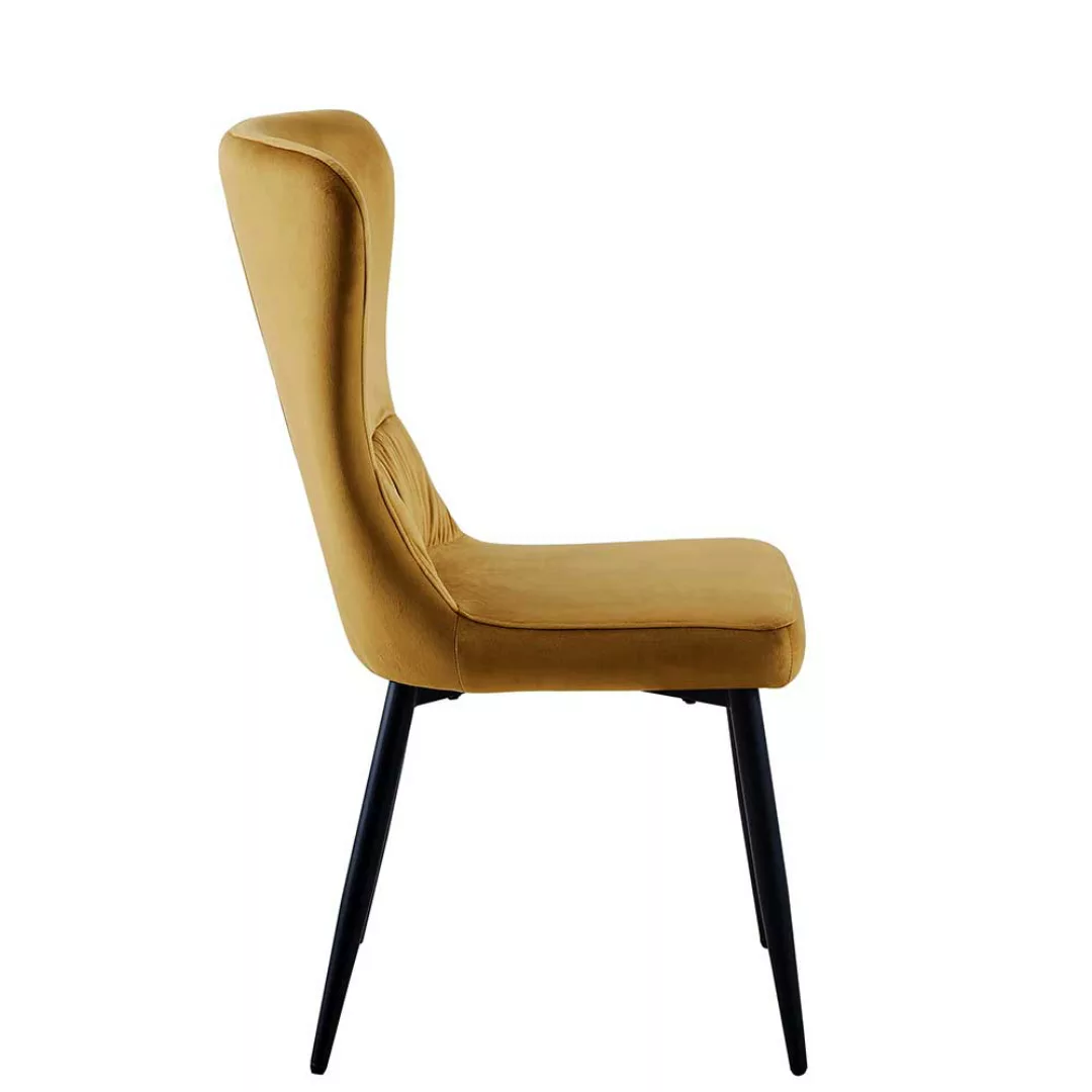 Gelbe Esstisch Stühle mit hoher Lehne 52 cm breit (4er Set) günstig online kaufen
