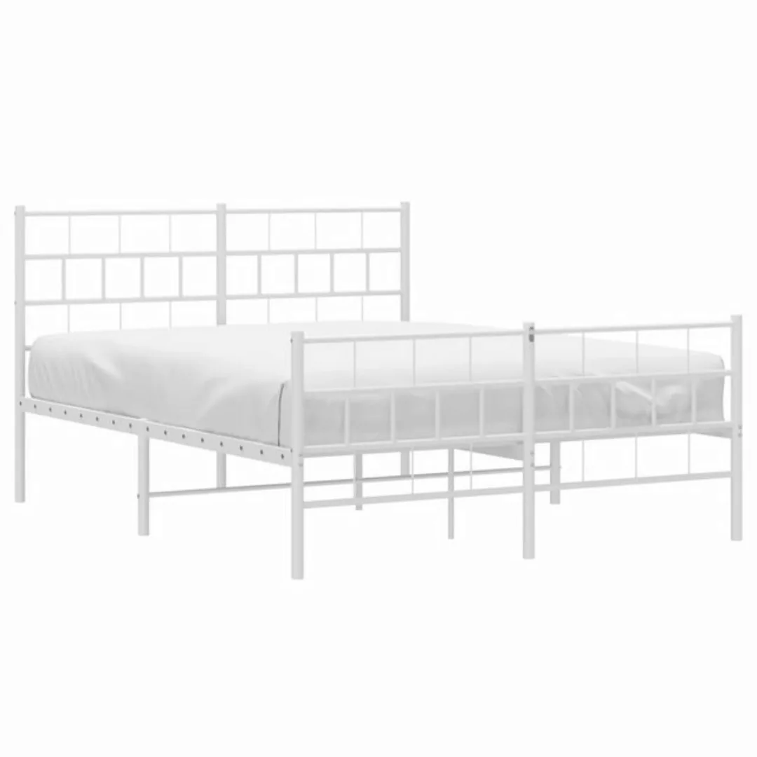 vidaXL Bett Bettgestell mit Kopf- und Fußteil Metall Weiß 160x200 cm günstig online kaufen