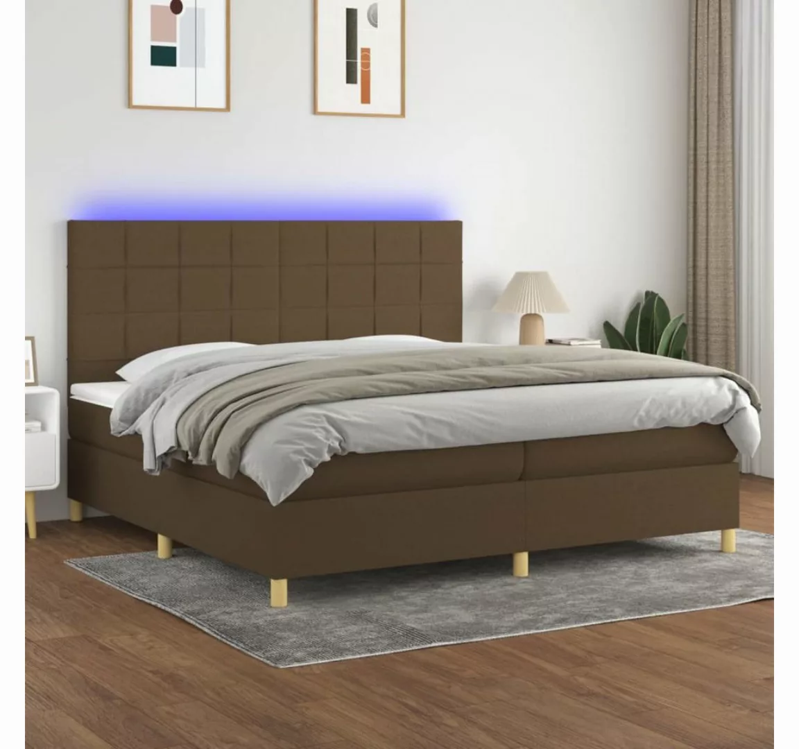 vidaXL Boxspringbett (200 x 200 cm, Quadrate, Braun), mit LED günstig online kaufen