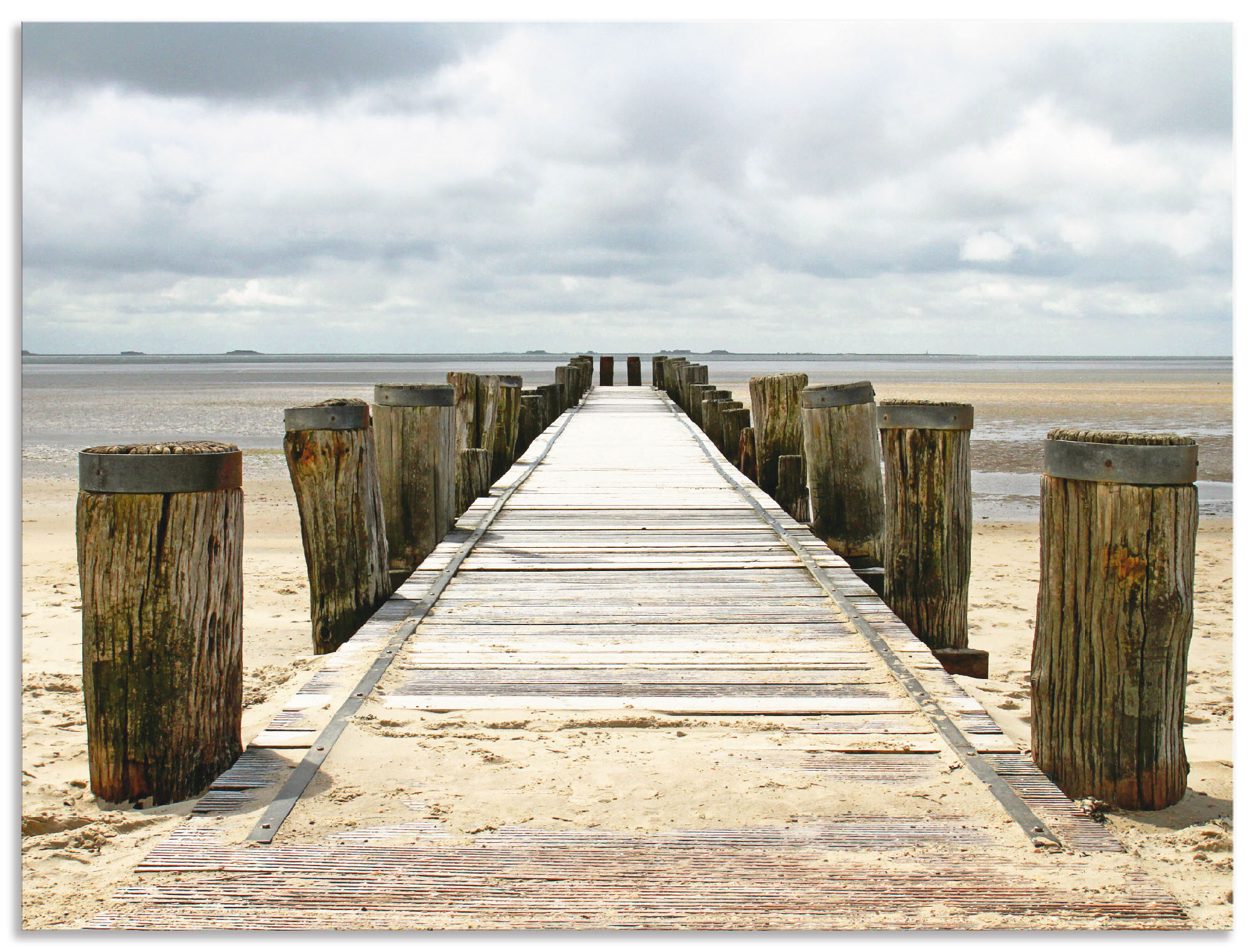 Artland Wandbild "Steg ins Watt", Strand, (1 St.), als Alubild, Outdoorbild günstig online kaufen