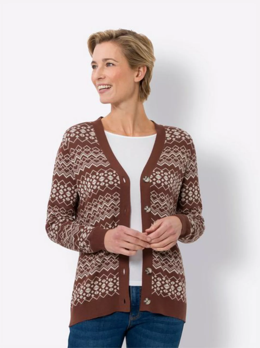 Sieh an! Strickjacke Jacquardstrickjacke günstig online kaufen