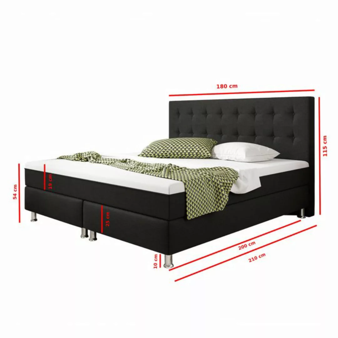 interbed Boxspringbett Köln Plus mit integriertem Topper 180x200 cm (Boxspr günstig online kaufen