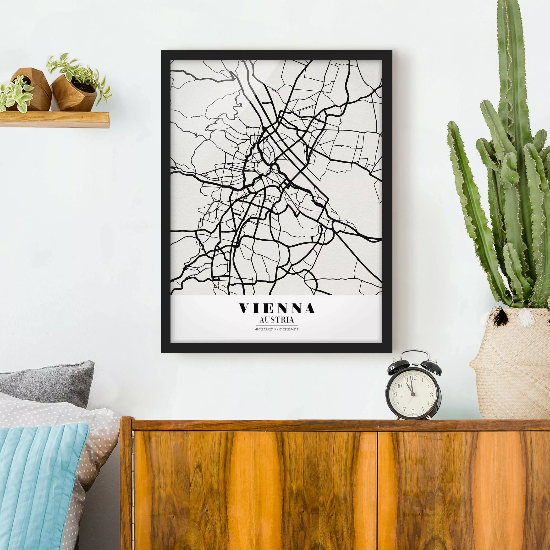Bild mit Rahmen Stadtplan - Hochformat Stadtplan Vienna - Klassik günstig online kaufen