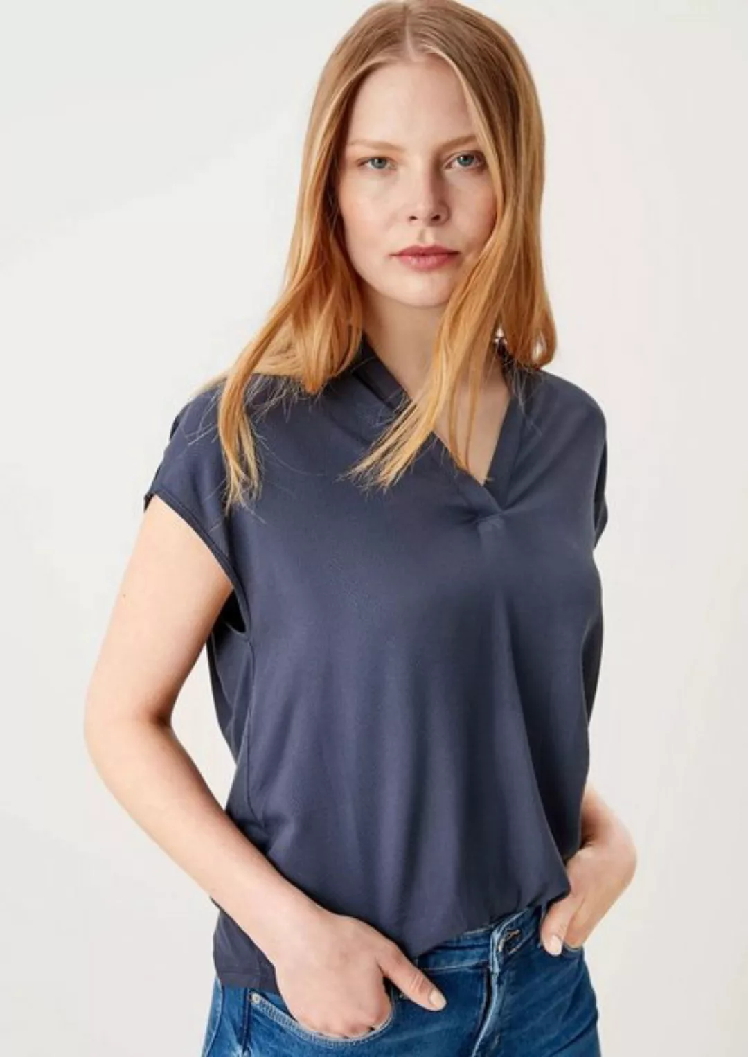 s.Oliver T-Shirt Tunika Shirt (1-tlg) V-Ausschnitt, kurzarm, dezente Strukt günstig online kaufen
