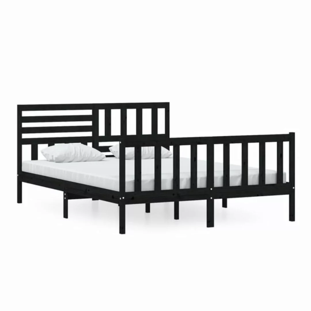 vidaXL Bettgestell Massivholzbett Schwarz 150x200 cm 5FT King Size Bett Bet günstig online kaufen