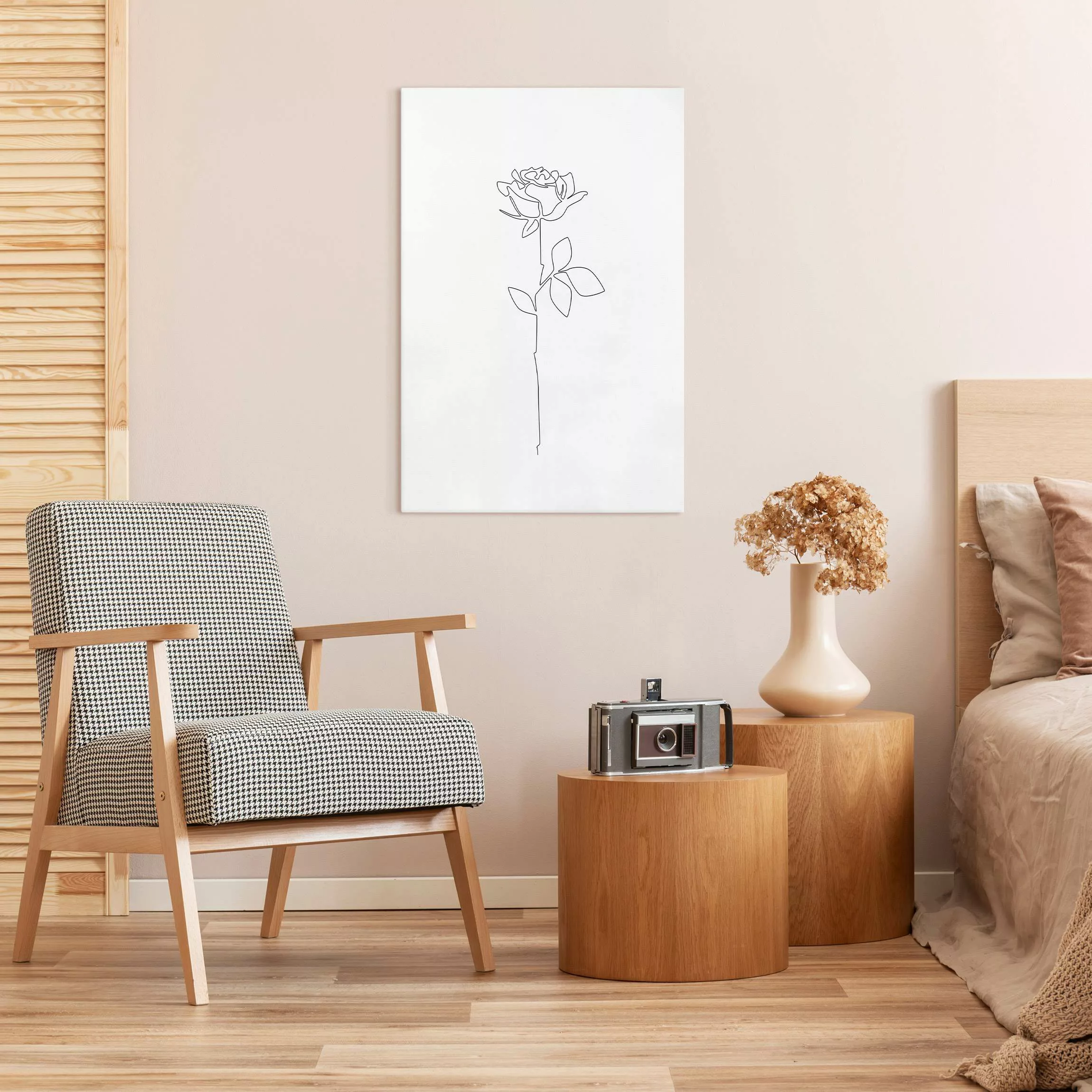 Leinwandbild Line Art Blumen - Rose günstig online kaufen