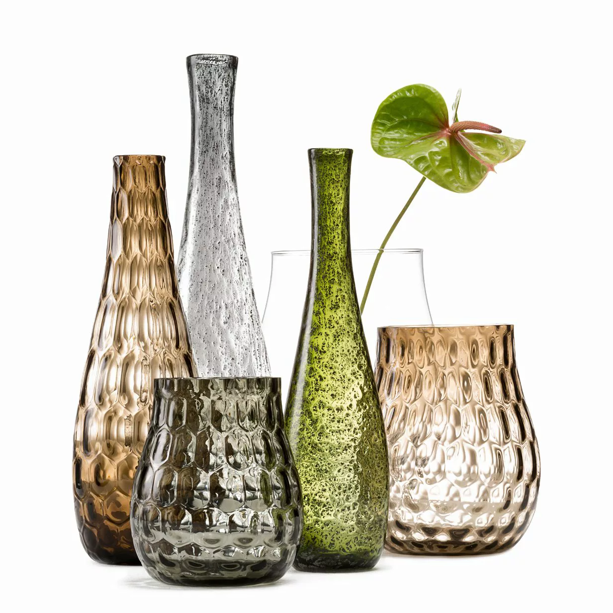 home24 Leonardo Vase Giardino Grau Glas 13x50x13 cm (BxHxT) Modern illumina günstig online kaufen