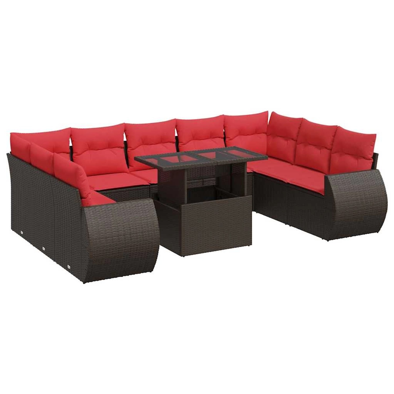 vidaXL 10-Tlg Garten-Sofagarnitur mit Kissen Braun Poly Rattan Akazie 33267 günstig online kaufen